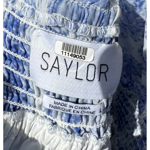 Saylor Blue Holly Dress Halter with Criss Cross Back and Smocked Waist Sz Large‎ - Picture 3 of 6